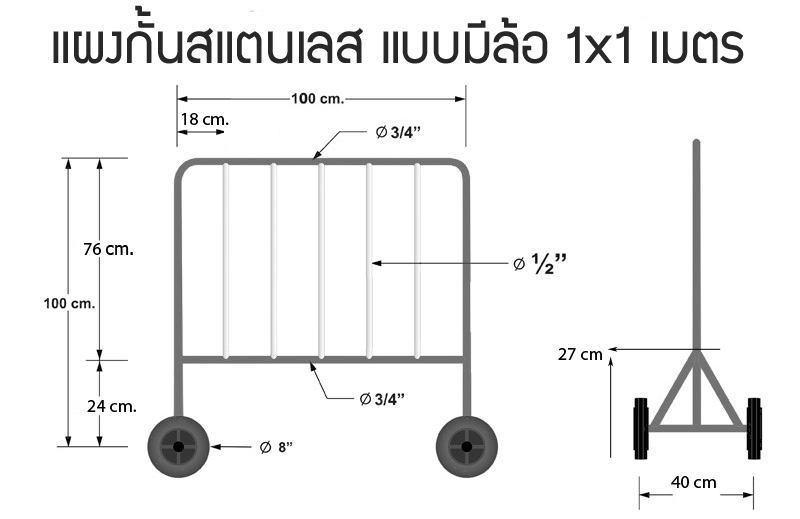 แผงสแตนเลสกั้นจราจร